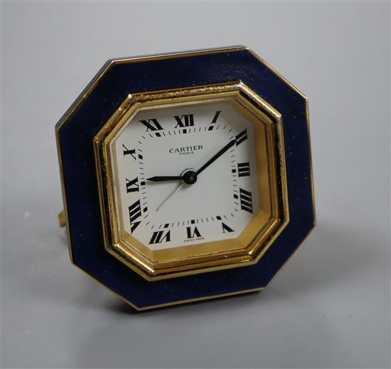 A Cartier lapis clock, with certificates